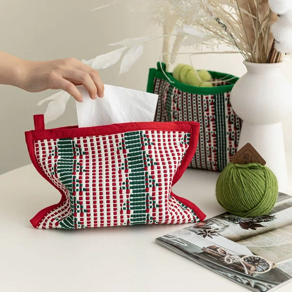 Mixed Color Knit Tissue Case  Cover Hanging Type