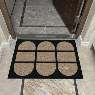 Oval Geometric Pattern Entrance Mat 50x80 Mud Removal Mat