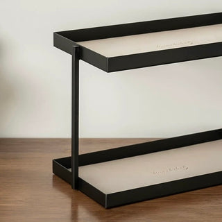 Iron Leather Rectangular Simple Two-Tier Tray  Storage Rack