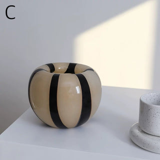 Black Dot Stripe Glass Flower Vase