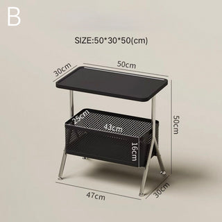 Stainless steel frame basket storage side table