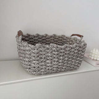 Rope braided basket with handles large storage basket.