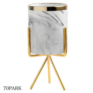 Marble-look Gold Legged Cylindrical Brush Stand    Pen Holder