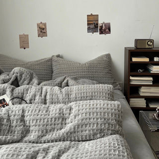 Gray Thick Milk Fleece Winter Duvet Cover Set