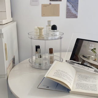 Clear Acrylic Rotating Three-Tier Rack Cosmetic Storage Tray