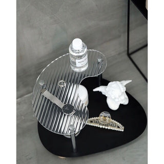 Acrylic Wood Wave Two-Tier Storage Rack  with Tray