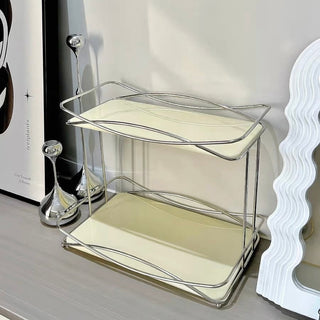 Stainless Steel Cross Frame Two-Tier Storage Rack   Cosmetic Storage