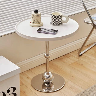 Silver Leg Round Side Table White