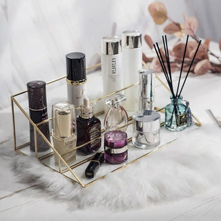 Gold Frame Clear Three-Tier Cosmetic Storage Rack