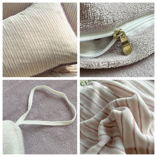 Striped Stitch Velvet-like Winter Duvet Cover Set
