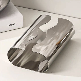 Stainless steel wave tissue case silver