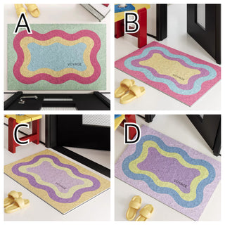 Colorful wave pattern entrance mat 50 x 80 cm for removing mud.