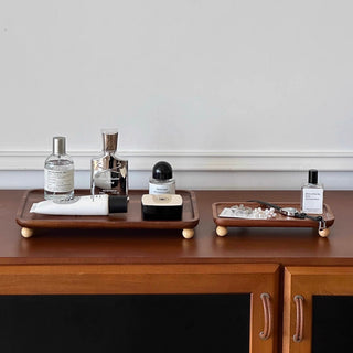 Legged Acacia Wood Rectangular Tray 2 Sizes  Accessory Tray