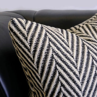 Black Herringbone Pattern Cushion Cover 45x45 Monotone