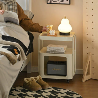 Castered Iron Glass Square Storage Wagon  Side Table