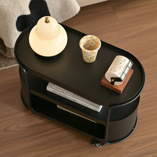 Castered Oval Iron Open Storage Side Table