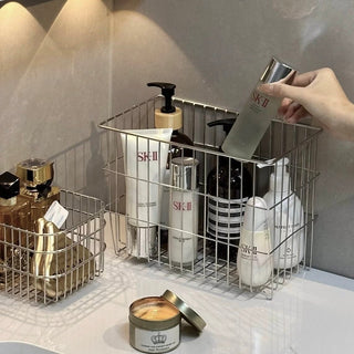 Stainless steel silver wire basket storage container cosmetic storage