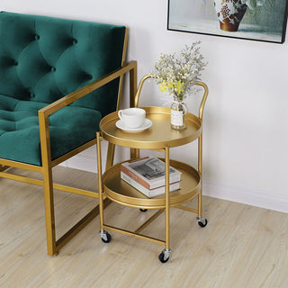 Gold Castered Tier Tray Wagon Storage Cart