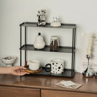 Stainless steel black painted three-tier display rack storage