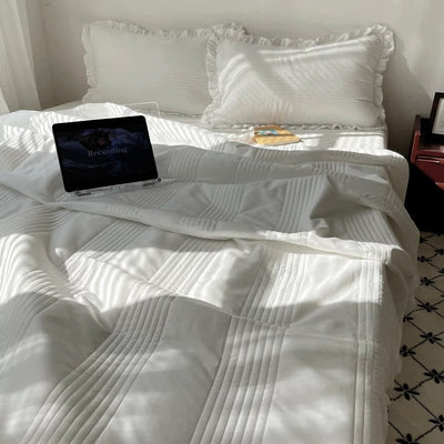 Summer comforter frilled washed cotton duvet cover set  2 sizes
