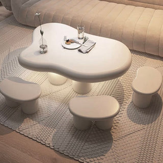 Cloud-based White Cream Stool Chair Side Table
