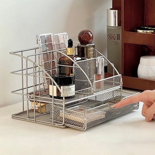 Steel Mesh Drawer Cosmetic Storage Multi-Rack Silver
