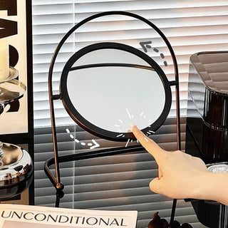 Iron Frame Round Rotating Mirror  Tabletop Mirror