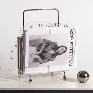 Portable Clear Acrylic Magazine Rack Storage