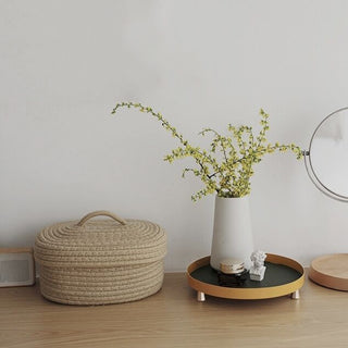 Rope Braided Small Item Storage Basket with Lid