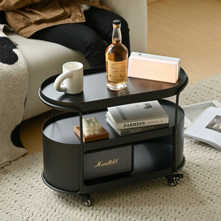 Castered Oval Iron Open Storage Side Table