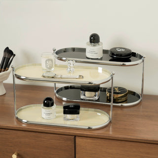 Stainless Steel Frame Oval Two-Tier Storage Rack   Perfume Storage