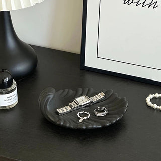 Matte Monotone Shell Motif Ceramic Accessory Tray