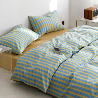 Blue and Yellow Stripe Duvet Cover Set