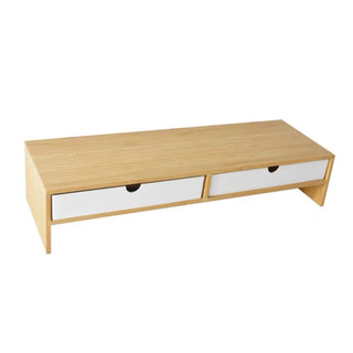 Bamboo Drawer Monitor Stand Storage Rack