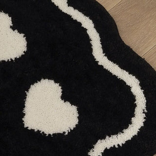 Monochrome heart pattern wavy door mat 50x80cm