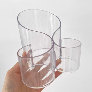 Clear Color Triple Wave Brush Stand Pen Holder
