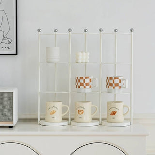 Iron Frame Tier Storage Display Rack  with Cup Holder