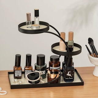 Black Frame Curved Storage Three-Tier Tray Rack