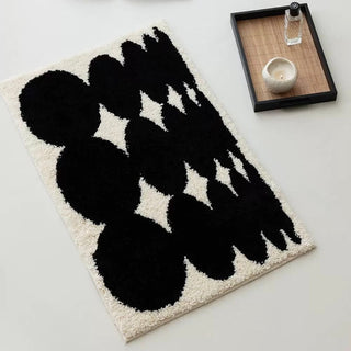Monochrome Curved Design Door Entrance Mat 2 types  50 x 80 cm Absorbent Non-slip Tufted