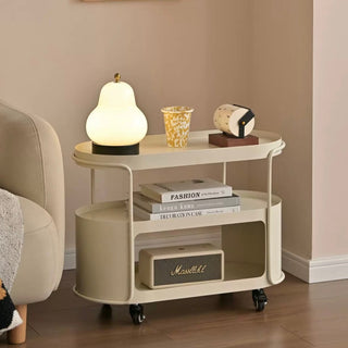 Castered Oval Iron Open Storage Side Table