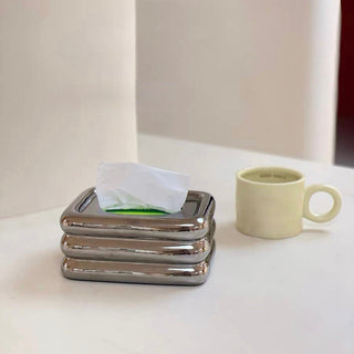 Ceramic Three-Tier Chubby Tissue Case Silver