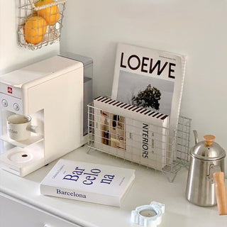 Legged Storage Rectangular Wire Basket Container Small Item Storage Silver