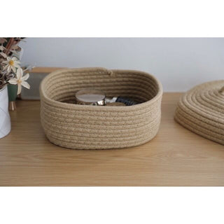 Rope Braided Small Item Storage Basket with Lid