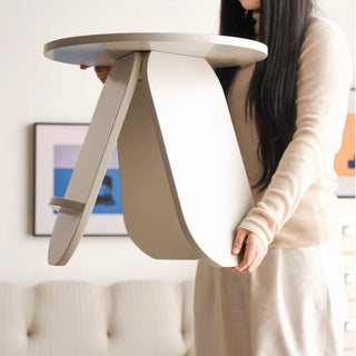 White Compact Round Side Table with Storage Magazine Rack and Coffee Table