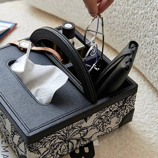 Leather Jacquard Multifunctional Tissue Case   Remote Control Storage Small Item Holder