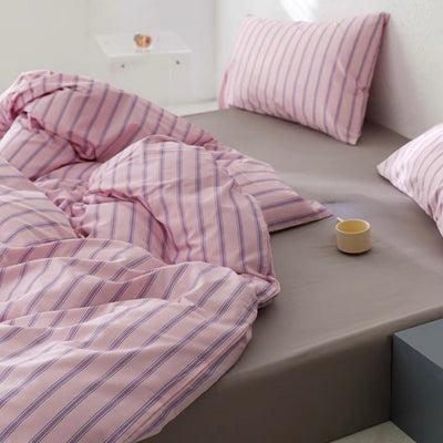 Pink Purple Stripe Duvet Cover Set