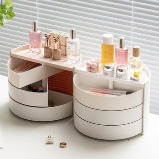 Semicircular degree sliding cosmetic boxin  storage.