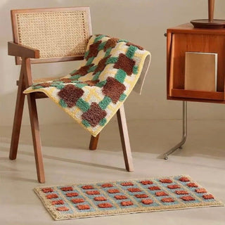 Retro pattern absorbent door entrance mat 50 x 80 cm bath mat non-slip.