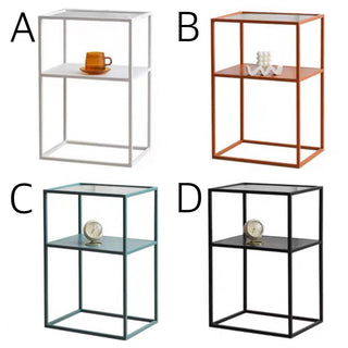 Iron Glass Storage Side Table
