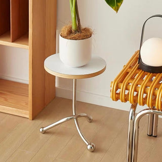 Stainless steel twisted leg round mini side table